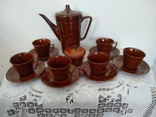 Retro Vintage Polish 70's Chodziez brown coffee set. VGC.