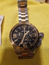 TW Steel Canteen Men's Watch Stainless /Gold Strap Chronograph Black Dial TW23