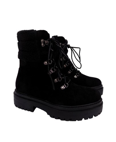Combat boots black faux suede - combat,