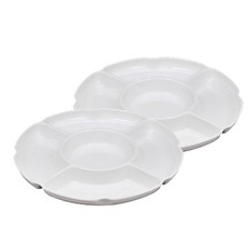 Round Divided Serving Plate Tray 2pcs/set Melamine Organizer
