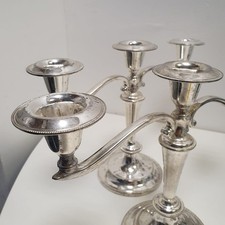 Set of 2 x 3-Arms Candelabras, 8",  Silver Plated Metal Vitage Candle Holder
