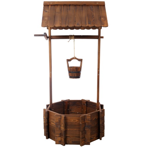Rustic wooden wishing well - wooden,