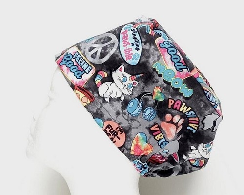 Feline positive vibes scrub - feline,