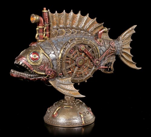 Steampunk piranha figure with - piranha,