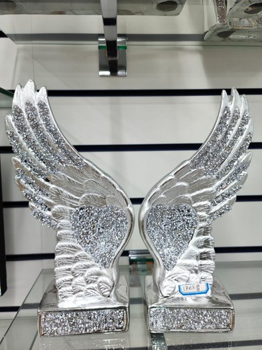 Silver crushed crystal - crushed, pair