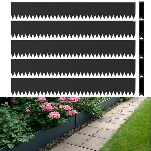 5pc black steel lawn edging - black,