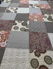 Vintage Inspired Eclectic Mixed Prints Patchwork Quilt 104x92 king  #451