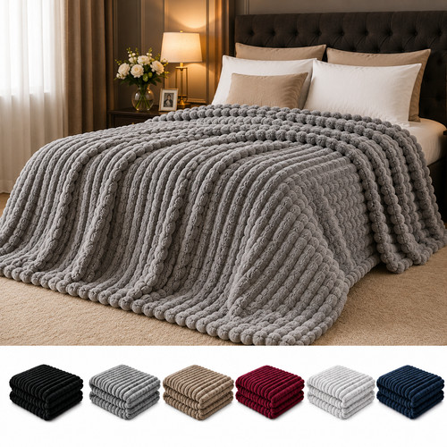Ribbed soft fleece - fleece, throws