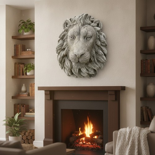 Lion head stone statue outdoor - head,