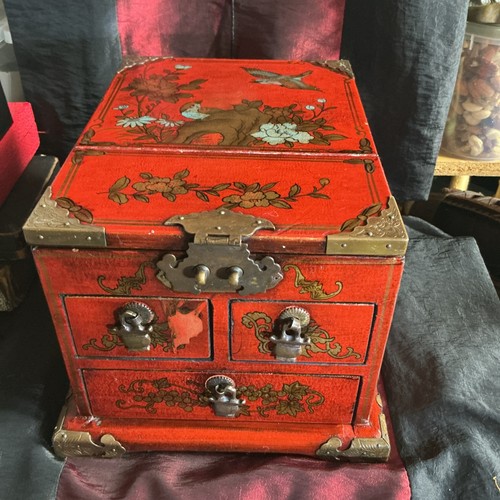 Vintage red lacquered wood - red, and