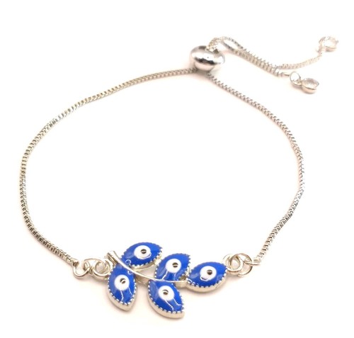 Evil eye bracelet - slider, leaf