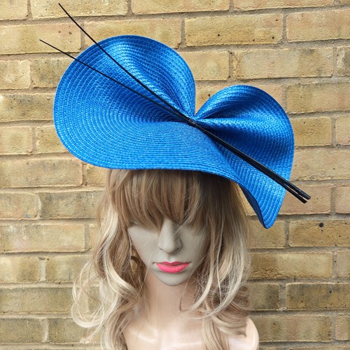 Azure blue fascinator - blue, black