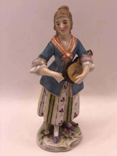 Sitzendorf hurdy gurdy player - hurdy,