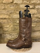 Vintage Cowboy Dream Womens Brown Harness Biker Leather Cowboy Boots UK 6.5 EU40