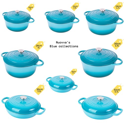Light blue non stick - blue, enamelled