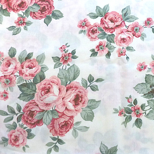 Vintage faded pink roses white