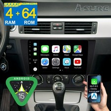 4+64GB DAB+ Android 15 CarPlay Head Unit GPS Stereo for BMW E9X 2005-12 & Camera