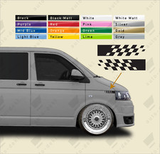 Fits VW T4 T5 Transporter - Wing Stripe Chequered Decals Vinyl Sticker Campervan