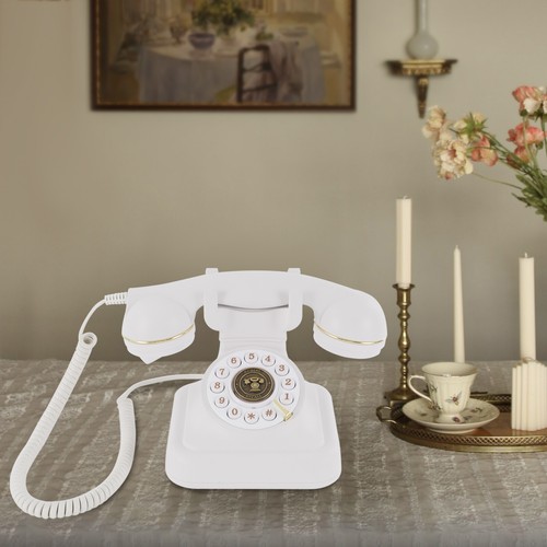Vintage white rotary telephone - white,