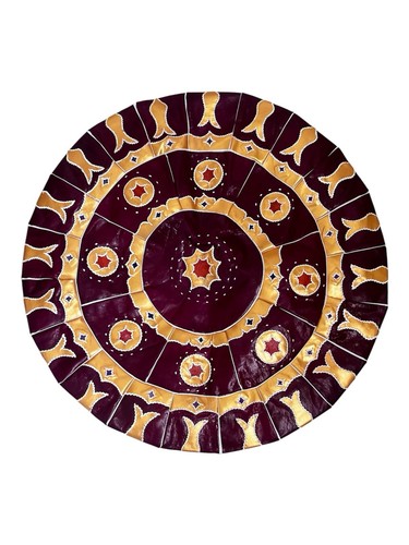 Moroccan leather pouf floor - leather,