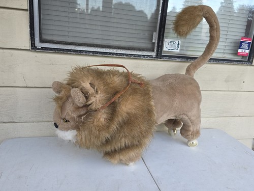 Vintage plush lion footstool - lion,