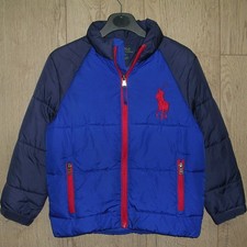 Ralph Lauren Boys Blue Red Puffer Jacket Padded Coat Age 6 116cm