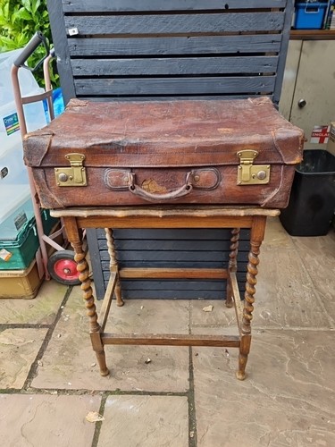 Vintage brown leather suitcase - vintage,