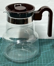 Vintage Pyrex Glass Coffee Pot With Lid Handle Brown , Made In France VGC