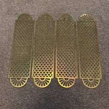 Vintage Brass Pierced Finger Plate Push Door Handle Antique Old Gold x 4