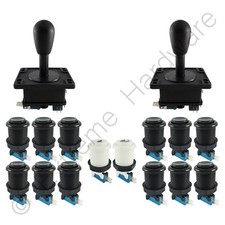 2 Player Arcade Control Kit 2 Bat Top Joysticks 14 Buttons Black JAMMA MAME Pi