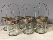 Hanging glass jar lanterns rustic wedding candle holder small vase Shabby Chic