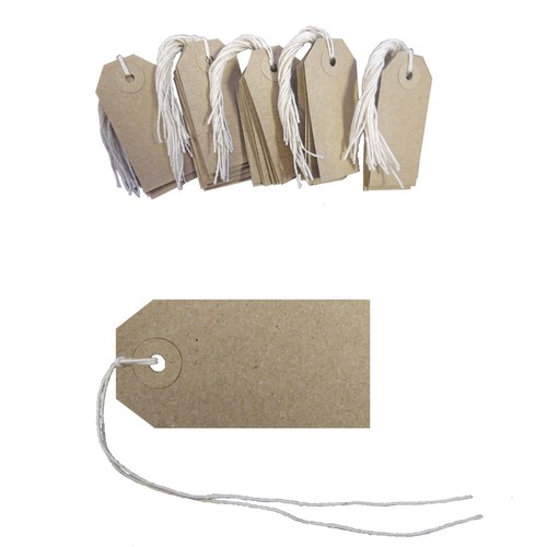 Strung reinforced tags 70mm - 50,