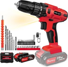 21V Cordless Drill Set 45Nm Power Driver 2 Speed LED Light 29PC Tool Kit DIY NEW