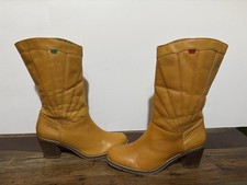 Womens Kickers Tan Leather Cowboy Mid Calf Boots ~ Size UK 5 