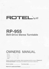 Rotel RP-955 Turntable Owners