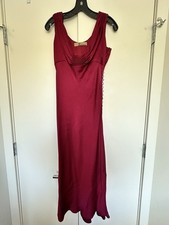 John Galliano Burgundy Wine Red Satin Dress 4/6 Midi Cocktail