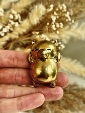 Brass Sleeping Bear Figurine – Small Polished Golden Ornament