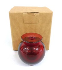 Adrian Sankey Small Round Glass Bud Vase Ruby Red with Box