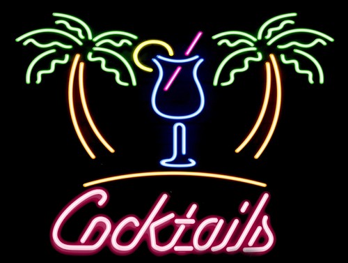 Cocktails neon print retro - neon,