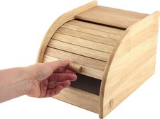 Mini Wooden Bread Bin Small Space Saving Roll Top Kitchen Food Container Storage