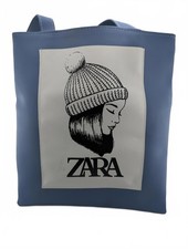 Zara Blue Faux Leather Tote