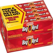 Wrigleys Big Red chewing gum Cinnamon 40 pack 5 sticks per pack - USA Import