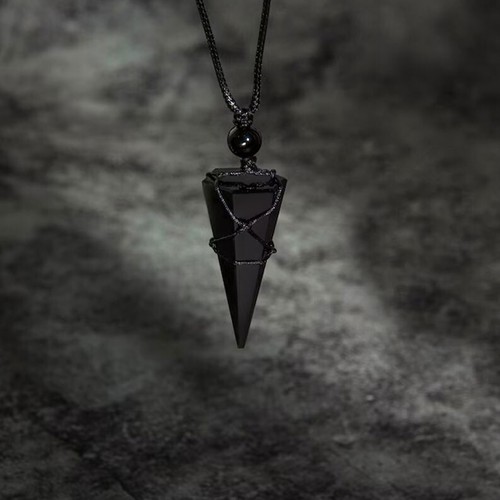 Natural black tourmaline - black, point