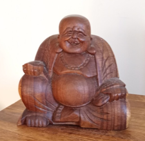Vintage carved wooden laughing - wooden,