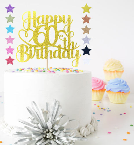 Glitter happy birthday cake - glitter,