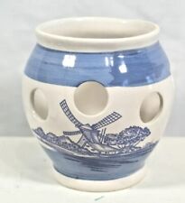 Delft Blue Hand Painted Holland Vase Bulb Planter Tulip Orchid Vintage