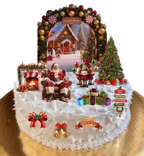 Cake scene christmas - scene, santa's