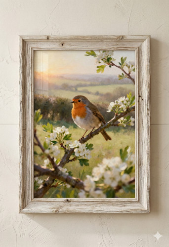 Robin blossom branch wall - robin,