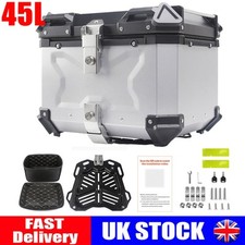 45L Motorcycle Rear Top Box Luggage Aluminium Tail Carrier Case Universal Silver