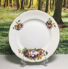 PANSIES PLATES WITH GOLD RIM, VICTORIA C &E FLORAL SIDE/CAKE PLATES, 2 PLATES